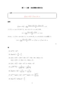 第１−３節 合成関数の微分法 公式   {f (ax + b)}′ = f ′ (ax + b) · a.