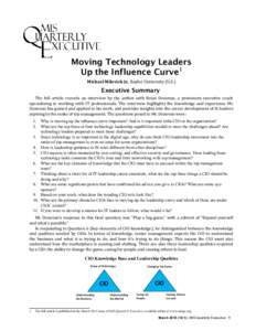 Moving Technology Leaders Up the Influence Curve1 Michael Milovich Jr., Baylor University (U.S.) Executive Summary1