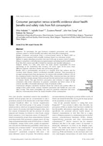 Public Health Nutrition: 8(4), 422–429  DOI: [removed]PHN2004697 Consumer perception versus scientific evidence about health benefits and safety risks from fish consumption