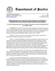 FOR IMMEDIATE RELEASE MONDAY, SEPTEMBER 30, 2013 WWW.JUSTICE.GOV AT[removed]