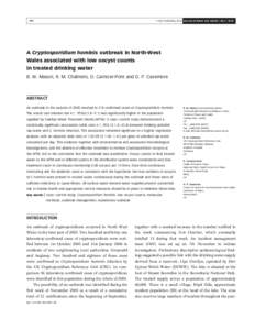 Q IWA Publishing 2010 Journal of Water and Health | 08.2 | A Cryptosporidium hominis outbreak in North-West Wales associated with low oocyst counts