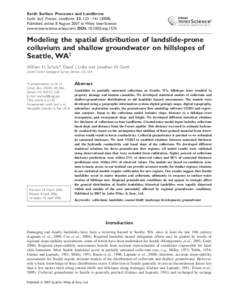 Earth Surface Processes and Landforms Modeling spatial distribution of colluvium and shallow groundwater