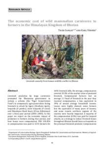 Research Article  The economic cost of wild mammalian carnivores to farmers in the Himalayan Kingdom of Bhutan Tiger Sangay1,2* and Karl Vernes2