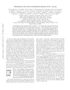 Mechanism of the close-to-threshold production of the η meson R. Czy˙zykiewicz,1, 2 P. Moskal,1, 2 H.-H. Adam,3 A. Budzanowski,4 E. Czerwi´ nski,1 D. Gil,1 D. Grzonka,2 1 1, 2 1