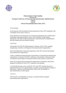 T A Acknowledging a) the purposes of the International Telecommunication Union (ITU) stipulated in the Constitution of the Union (Article 1);