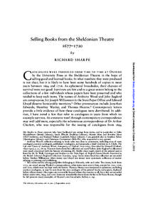 02 Sharpe:Layout[removed]:41 Page 275  Selling Books from the Sheldonian Theatre 1677–1720 by RICHARD SHARPE