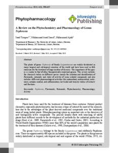 Phytopharmacology 2013, 4(3), [removed]Touqeer et al. A Review on the Phytochemistry and Pharmacology of Genus Tephrosia
