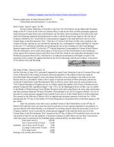 Southern Campaign American Revolution Pension Statements & Rosters Pension Application of James Dawson S44116 Transcribed and annotated by C. Leon Harris. VA