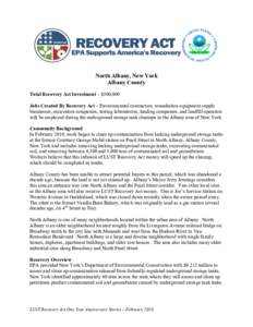Recovery Act, EPA Supports America’s Recovery - North Albany, New York Albany County