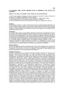 (CO) LA PATOLOGÍA COMO FACTOR LIMITANTE PARA EL DESARROLLO DEL CULTIVO DEL LENGUADO Padrós, F; (1,4); Zarza; C. (2); Estévez, A.(3,4)., Crespo, S.(1,4) y Furones, M.D.(3,Servicio de Diagnóstico Patológico en 