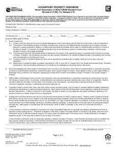 OCEANFRONT PROPERTY ADDENDUM Hawaii Association of REALTORS® Standard Form RevisedNC) For Release 5/16 COPYRIGHT AND TRADEMARK NOTICE: This copyrighted Hawaii Association of REALTORS® Standard Form is licensed f