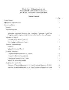 Illinois Board of Admissions to the Bar Financial Audit and Compliance Examination For the Two Years Ended September 30, 2009 Table of Contents Page Board Officials