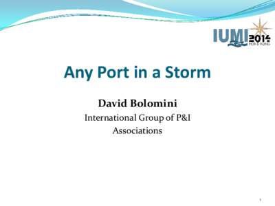 Any Port in a Storm David Bolomini International Group of P&I Associations  1