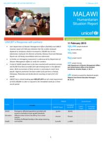 MALAWI FLOODS SITUATION REPORT # 9  11 February 2015 MALAWI Humanitarian