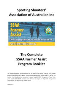Sporting Shooters’ Association of Australian Inc The Complete SSAA Farmer Assist Program Booklet