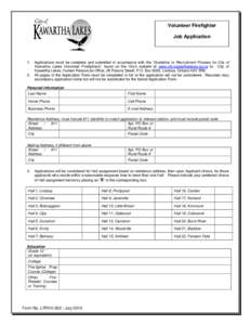 Volunteer Firefighter Job Application 1.  2.