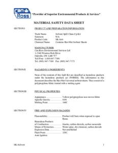 “Provider of Superior Environmental Products & Services”  MATERIAL SAFETY DATA SHEET SECTION I  PRODUCT AND PREPARATION INFORMATION