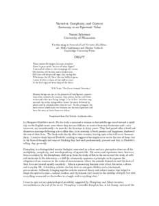 Narrative, Complexity, and Context: Autonomy as an Epistemic Value Naomi Scheman University of Minnesota Forthcoming in Naturalized and Normative Bio-Ethics, ed., Hilde Lindemann and Marian Verkerk