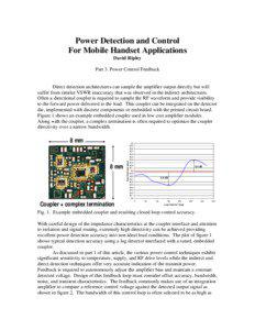 Power Detection and Control For Mobile Handset Applications David Ripley
