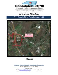 Industrial Site Data 311 South Site, Randleman, NC 104 acres  Randolph County Economic Development Corporation
