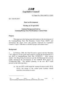 立法會 Legislative Council LC Paper No. CB[removed]) Ref: CB1/PL/DEV Panel on Development Meeting on 24 April 2012