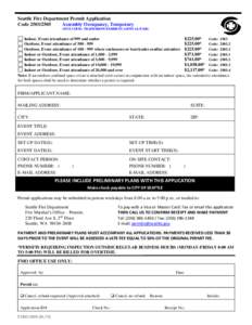 Seattle Fire Department Permit Application Code[removed]Assembly Occupancy, Temporary (INCLUDING TRADESHOW/EXHIBIT/CARNIVAL/FAIR)  Indoor, Event attendance of 999 and under