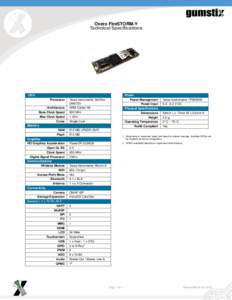 Overo FireSTORM-Y Technical Specifications Power Power Management Power Input