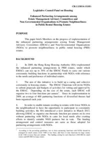 CB[removed])  Legislative Council Panel on Housing Enhanced Partnering Arrangements among Estate Management Advisory Committees and Non-Governmental Organisations to Promote Neighbourliness