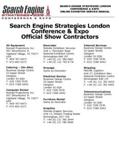 SEARCH ENGINE STRATEGIES LONDON CONFERENCE & EXPO ONLINE EXHIBITOR SERVICE MANUAL Search Engine Strategies London Conference & Expo