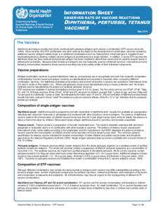 INFORMATION SHEET OBSERVED RATE OF VACCINE REACTIONS Global Vaccine Safety Essential Medicines & Health Products 20, Avenue Appia, CH-1211 Geneva 27 Switzerland