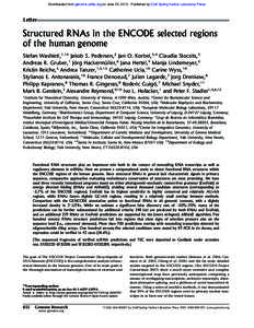 Downloaded from genome.cshlp.org on June 25, Published by Cold Spring Harbor Laboratory Press  Letter Structured RNAs in the ENCODE selected regions of the human genome