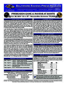 Baltimore Ravens Press Release 2000 WORLD  2012