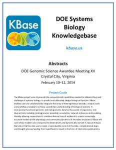 DOE	
  Systems	
   Biology	
   	
   Knowledgebase	
   kbase.us