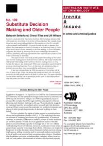 Substitute decision making and older people