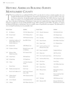 340  PLACES FROM THE PAST HISTORIC AMERICAN BUILDING SURVEY: MONTGOMERY COUNTY
