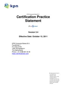 KPN Corporate Market B.V.  Certification Practice Statement  Version 3.4