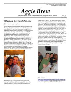 Food Science and Technology Department University of California, Davis Aggie Brew  The Newsletter of the campus brewing program at UC Davis