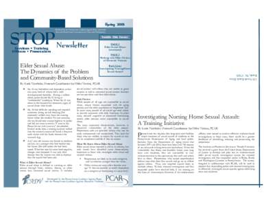 Spring[removed]STOP Newsletter Produced by the Pennsylvania Coalition Against Rape with funds from the Pennsylvania Commission on Crime and Delinquency.
