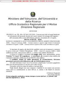 MIUR.AOODRMO.REGISTRO UFFICIALE(U2016  Ministero dell’Istruzione, dell’Università e della Ricerca Ufficio Scolastico Regionale per il Molise Direzione Regionale