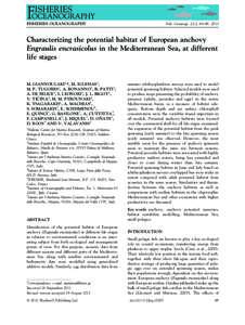 FISHERIES OCEANOGRAPHY  Fish. Oceanogr. 22:2, 69–89, 2013 Characterizing the potential habitat of European anchovy Engraulis encrasicolus in the Mediterranean Sea, at different