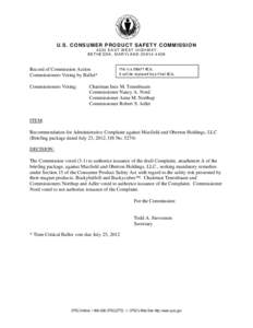 DRAFT RCA - Recommendation for Administrative Complaint against Maxfield and Oberton Holdings, LLC