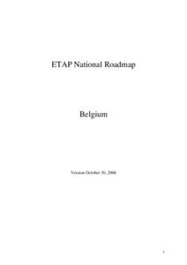 ETAP National Roadmap  Belgium Version October 30, 2006