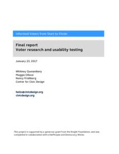Informed Voters from Start to Finish  Final report Voter research and usability testing January 23, 2017