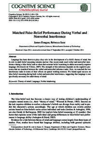 Cognitive Science–1156 Copyright  2012 Cognitive Science Society, Inc. All rights reserved. ISSN: printonline DOI: j01248.x  Matched False-Belief Performan