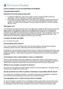 Special Commission on Same-Sex Relationships and the Ministry Frequently Asked Questions What did the General Assembly actually decide?