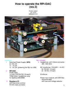 How to operate the RPi-DAC (rev.3) Torsten Jaekel Oct. 2013 