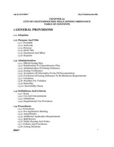 July 24, 2014 DRAFT  City of Chattahoochee Hills CHAPTER 20 CITY OF CHATTAHOOCHEE HILLS ZONING ORDINANCE