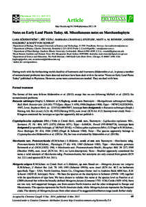 Notes on Early Land Plants Today. 68. Miscellaneous notes on Marchantiophyta