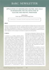 BARC NEWSLETTER  Paper 40 APPLICATION OF IMMOBILIZED ENZYME AND CELLS IN BIOSENSORS FOR THE DETECTION OF