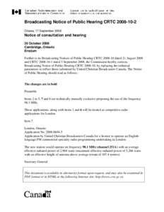 Broadcasting Notice of Public Hearing CRTC[removed]